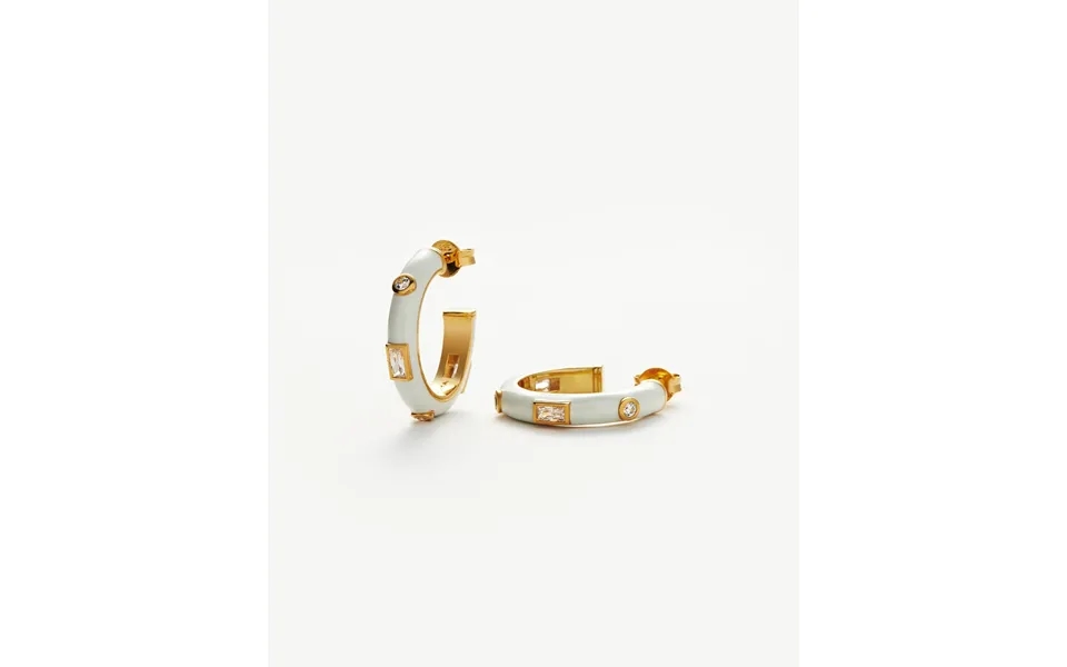 Enamel & Stone Small Hoop Earrings