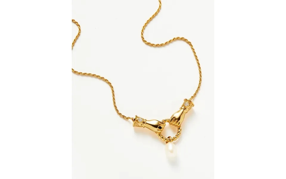 Harris Reed In Good Hands Drop Pendant Necklace 18k Gold Plated Pearl & Black Onyx