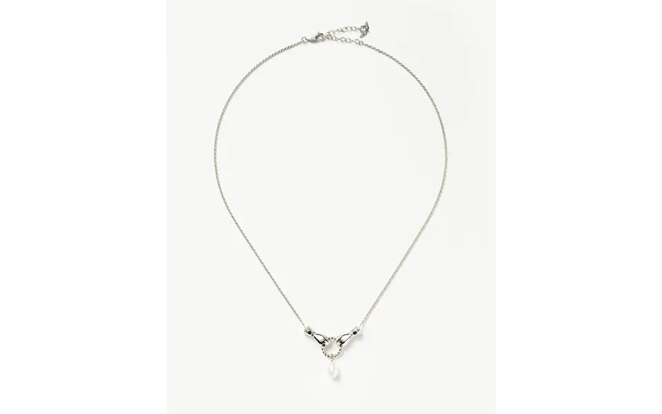 Harris Reed In Good Hands Drop Pendant Necklace Silver Plated Pearl & Black Onyx