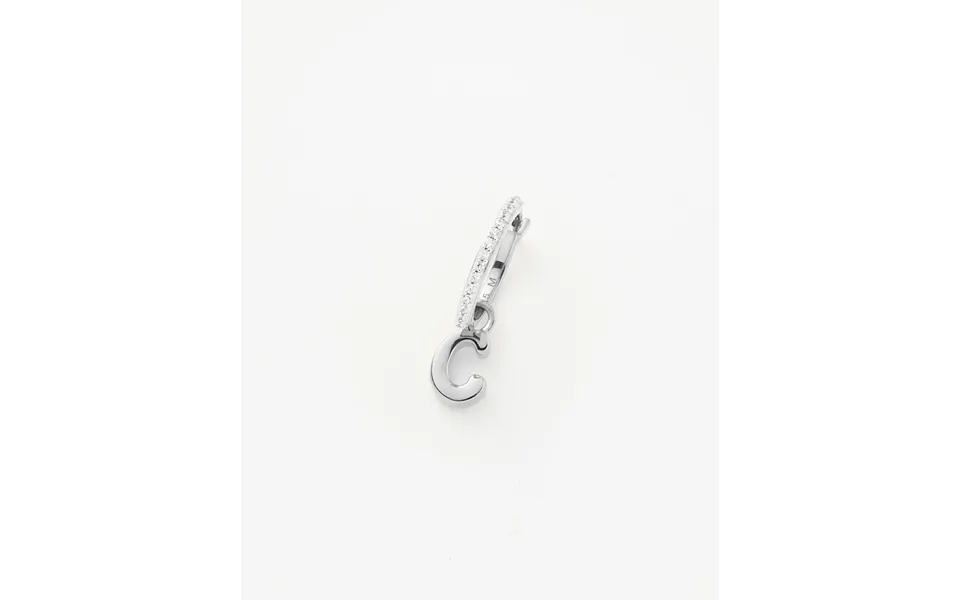 Initial Single Charm Hoop Earring - Initial C Sterling Silver