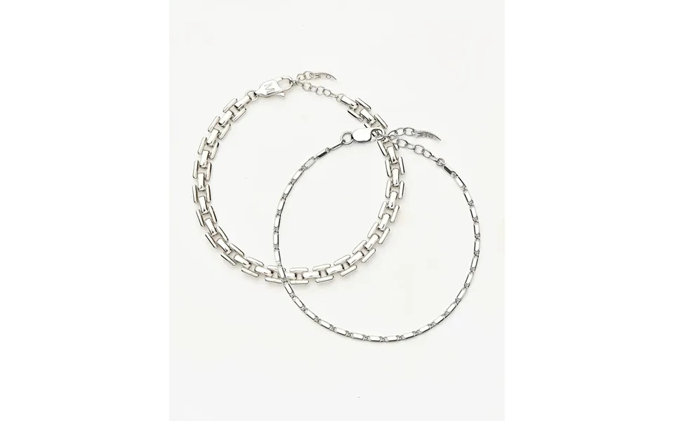 Lucy Williams Horizon & Timepiece Bracelet Set Sterling Silver Silver Plated