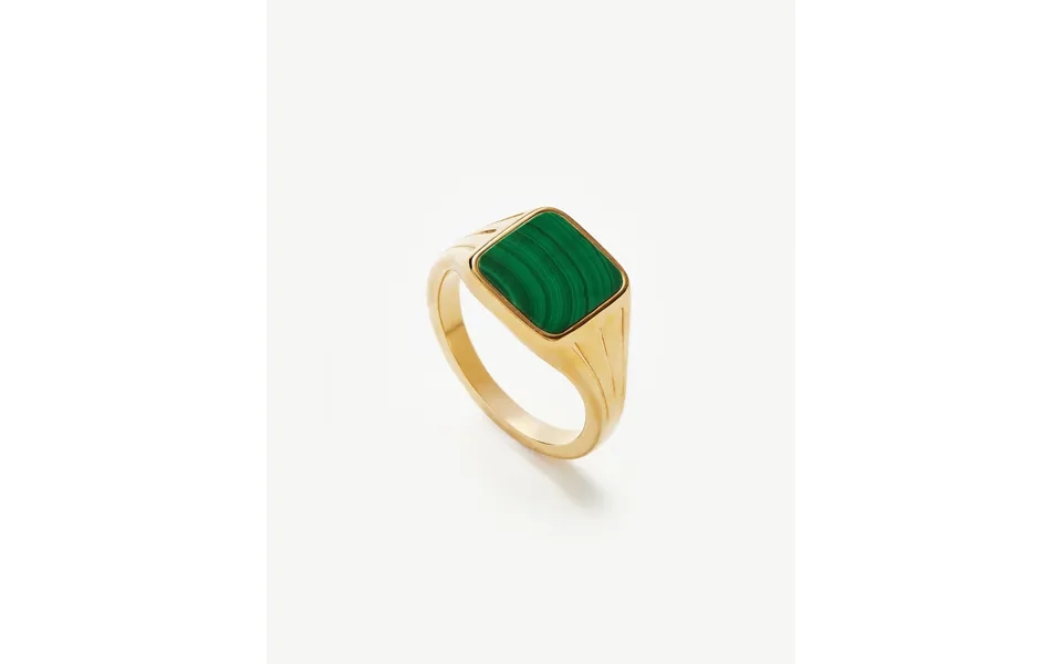 Lucy Williams Square Signet Ring 18k Gold Vermeil Malachite