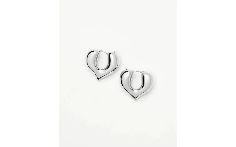 Molten Heart Medium Hoop Earrings Silver Plated