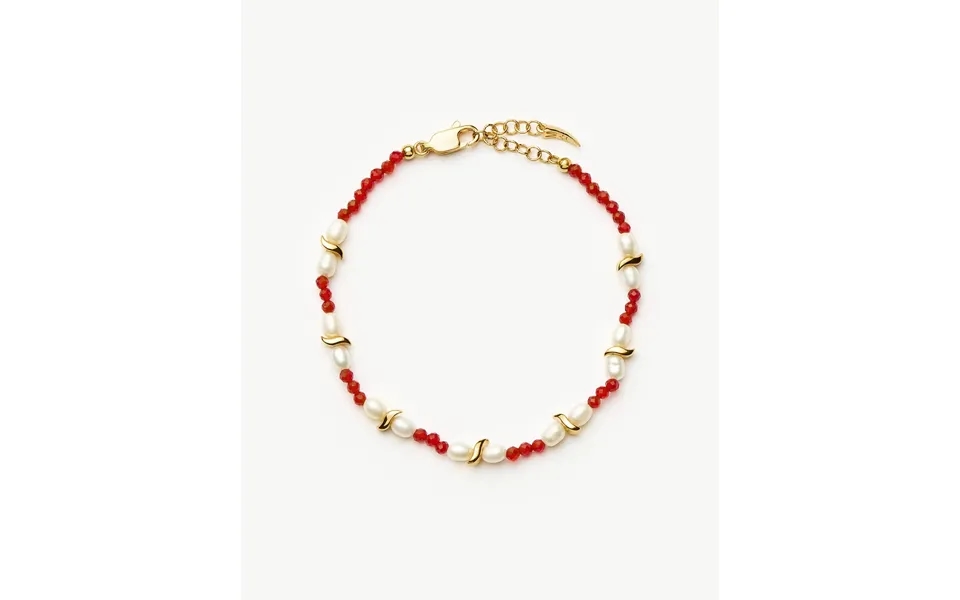 Savi Seed Pearl Beaded Bracelet Red Quartz & Pearl