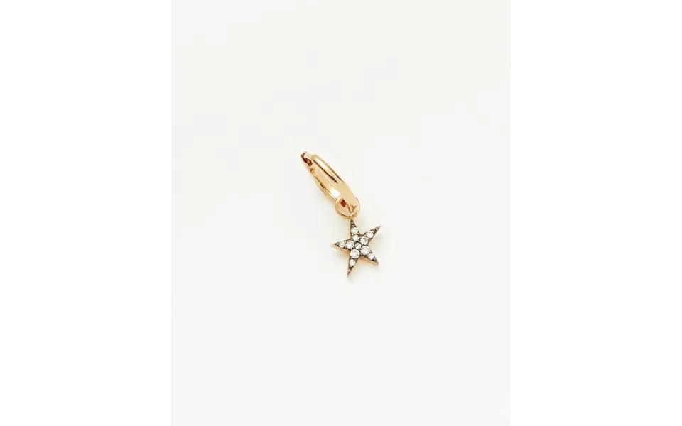 Solid Gold Diamond Single Star Charm Hoop Earring 14k Solid Gold Diamond