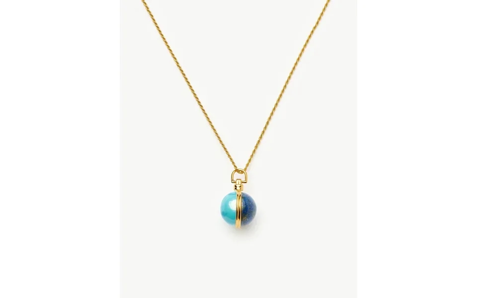 Sphere Gemstone Pendant Necklace 18k Gold Plated Lapis & Turquoise