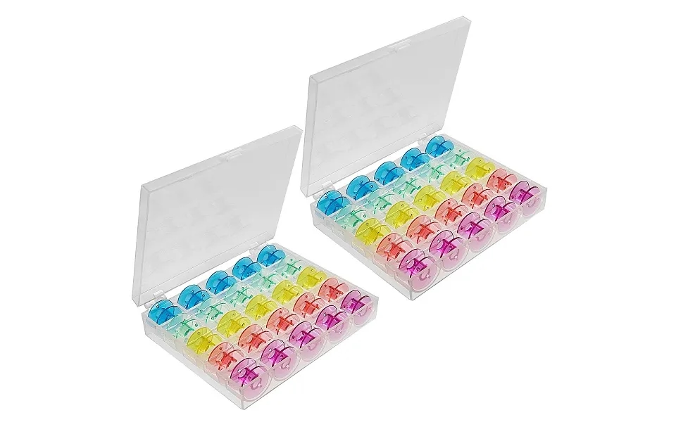 2 Boxes 25 Compartments Polypropylene Pp Plastic Sewing Machine Bobbins With Storage Case