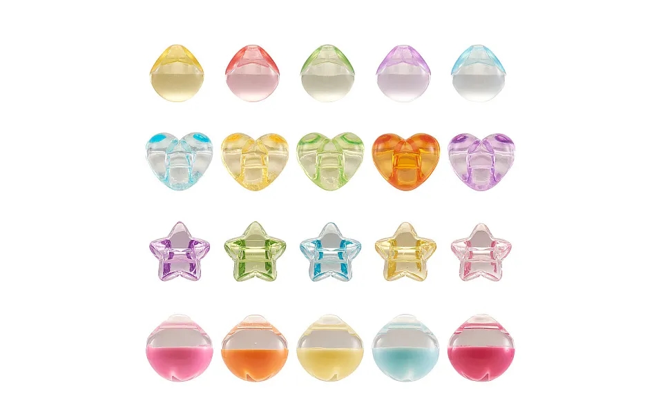200pcs 4 Style 1-hole Transparent Acrylic Buttons