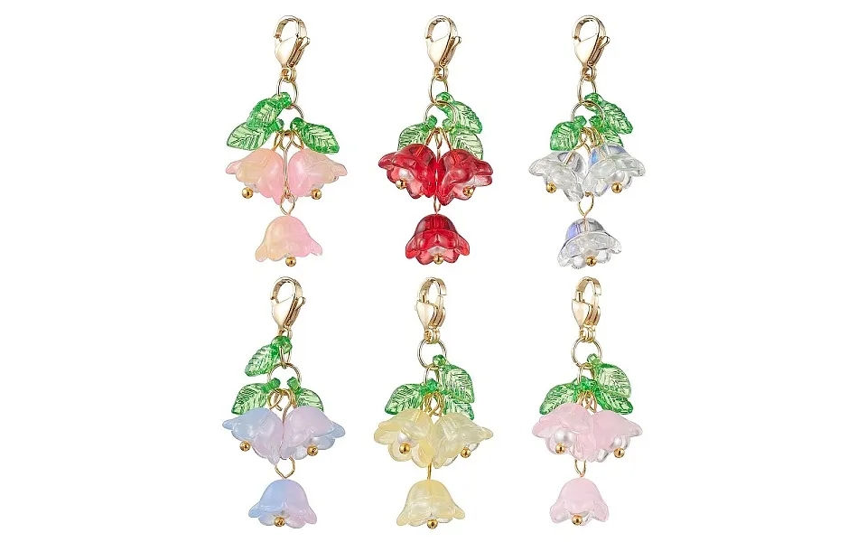 6pcs 6 Colors Glass & Acrylic Pendant Decorations