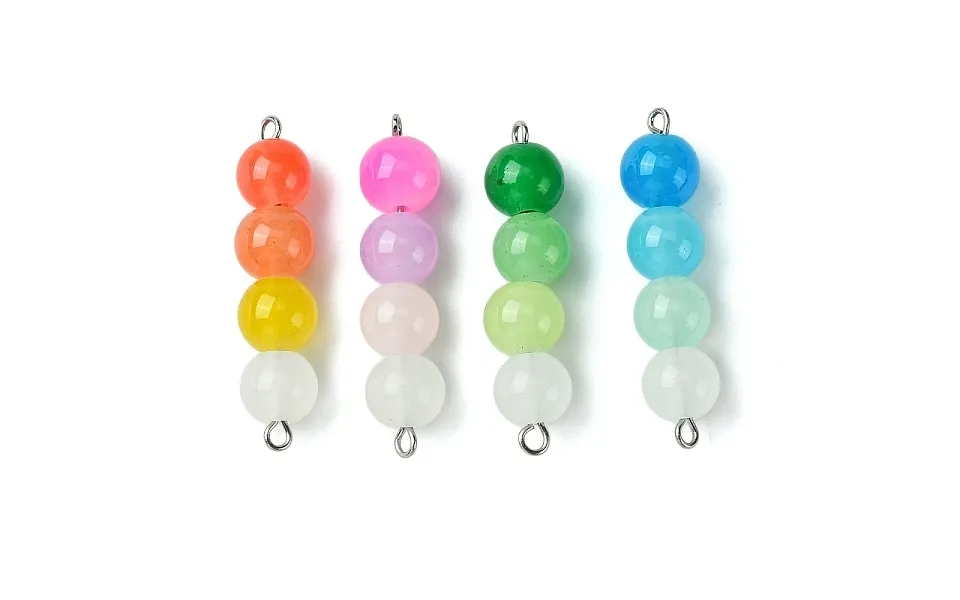 Gradient Color Round Glass Beaded Connector Charms