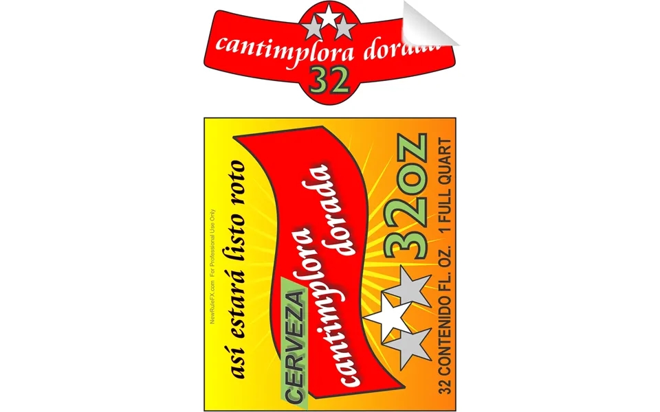Cerveza Dorada 32 Ounce Bottle Single Self Adhesive Label - License And Royalty Free For Film Use
