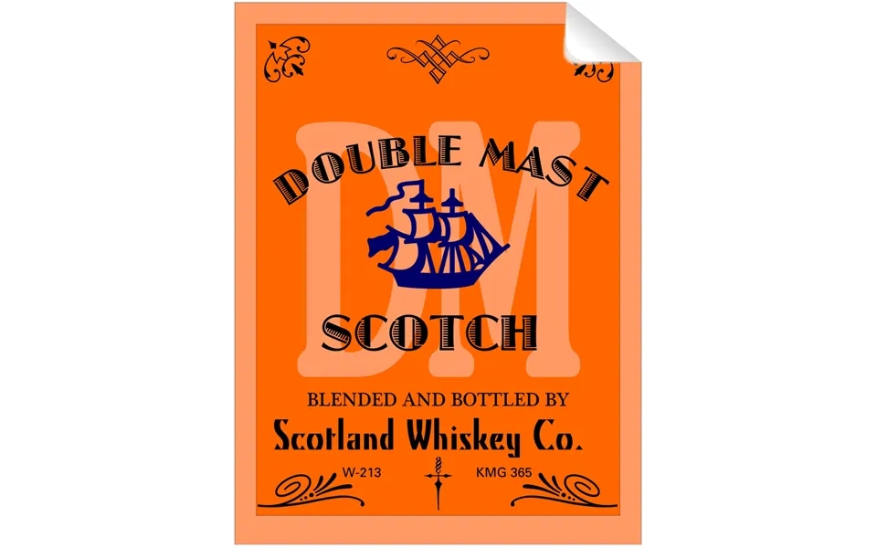Double Mast Scotch Whiskey Bottle Single Self Adhesive Label - License And Royalty Free For Film Use