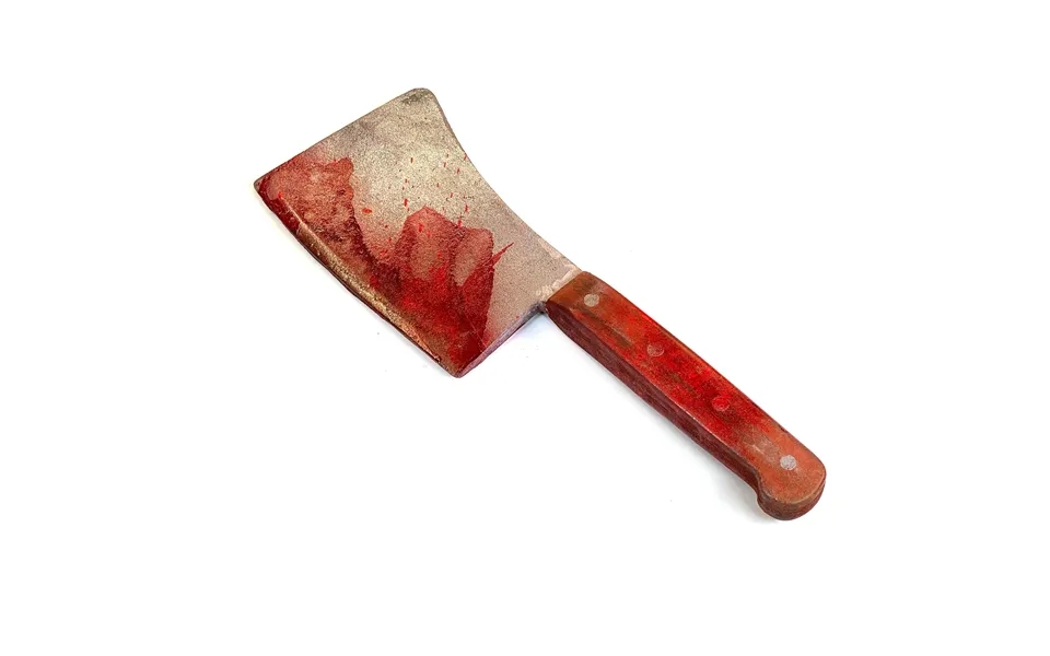 Extra Large Foam Rubber Butcher's Cleaver - Bloodied Silver Blade With Brown Handle