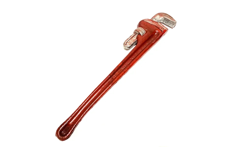 Extra Large Foam Rubber Stunt 24 Inch Pipe Wrench Prop - Bloodied Red And Silver