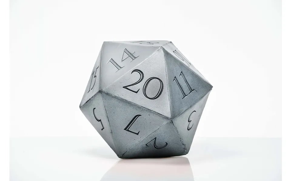 Giant D20 Die 10 Tall Display Prop - Clean Silver