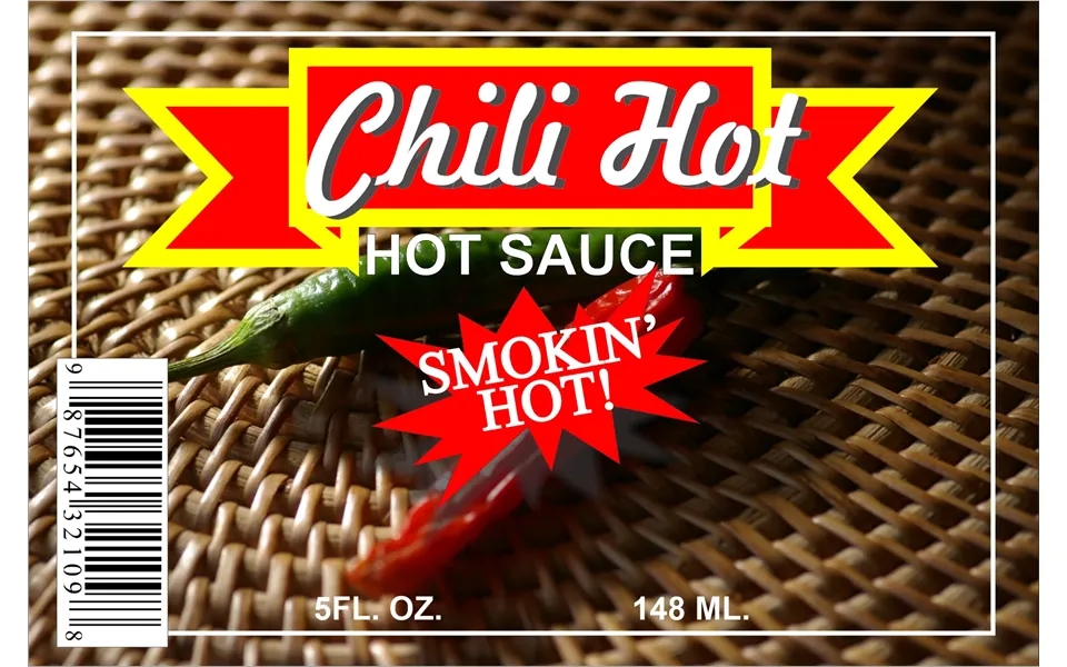 Hot Sauce Bottle Single Self Adhesive Label - License And Royalty Free For Film Use