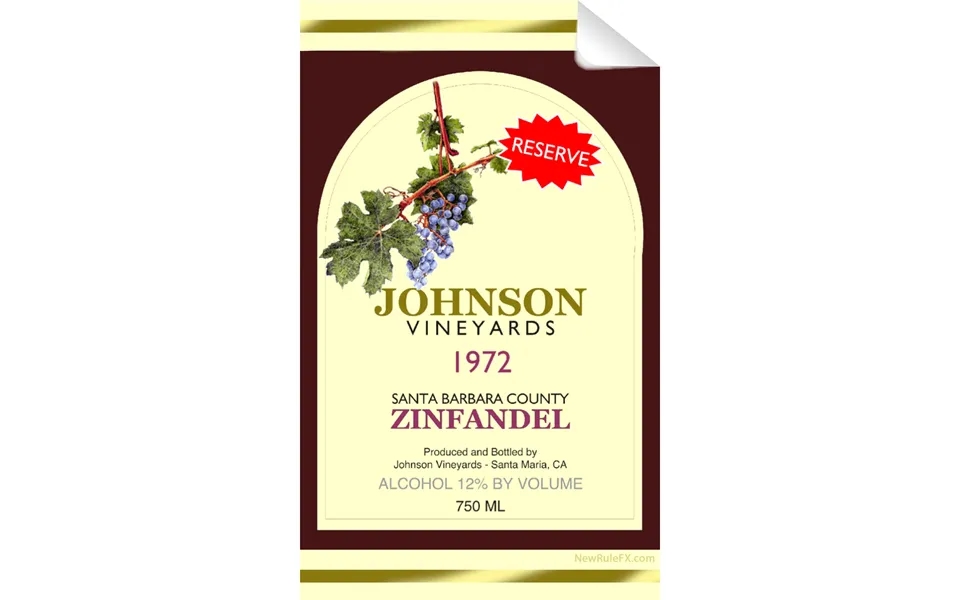 Johnson Vineyards Zinfandel Single Self Adhesive Label - License And Royalty Free For Film Use