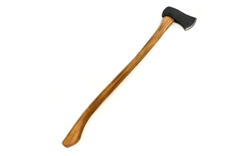 Large Foam Rubber Single Head Two-hand Axe Stunt Prop - Black Silver Head With Lightwood Handle