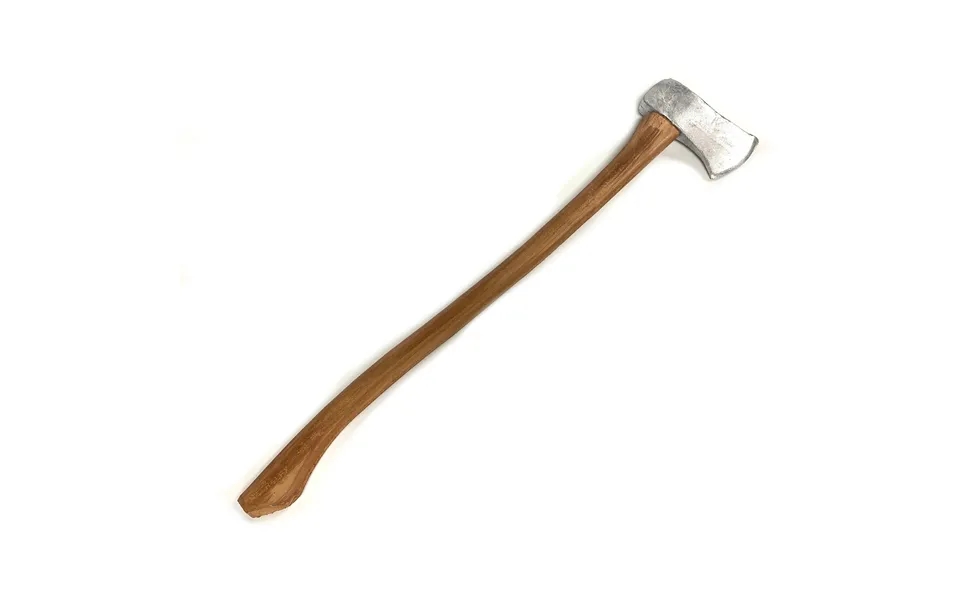 Large Foam Rubber Single Head Two-hand Axe Stunt Prop - Silver Head With Lightwood Handle