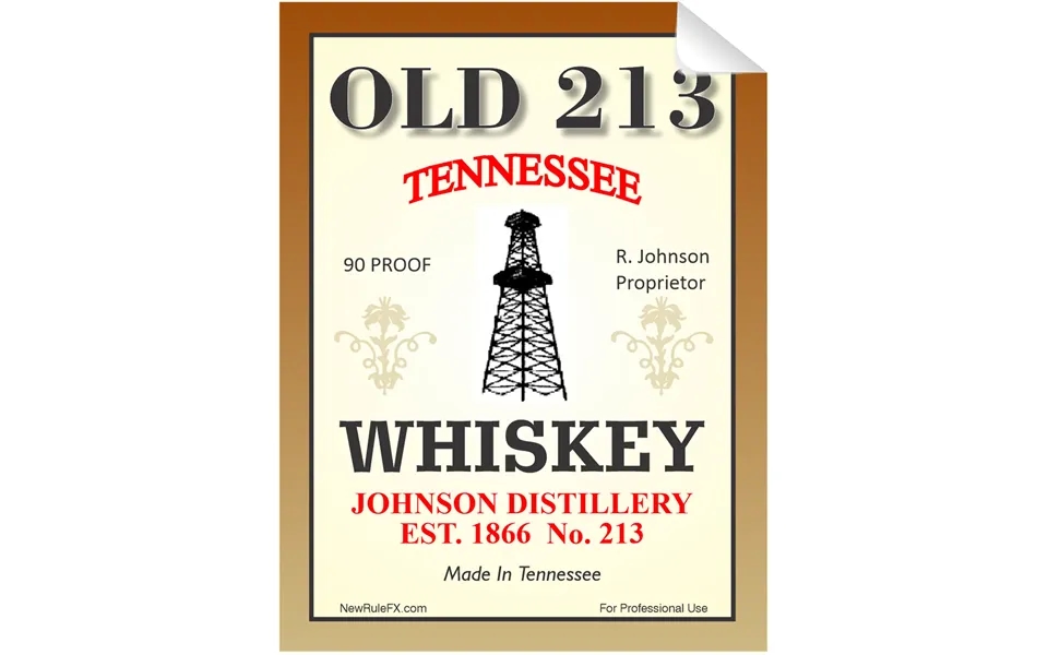 Old 213 Whiskey Single Self Adhesive Label - License And Royalty Free For Film Use