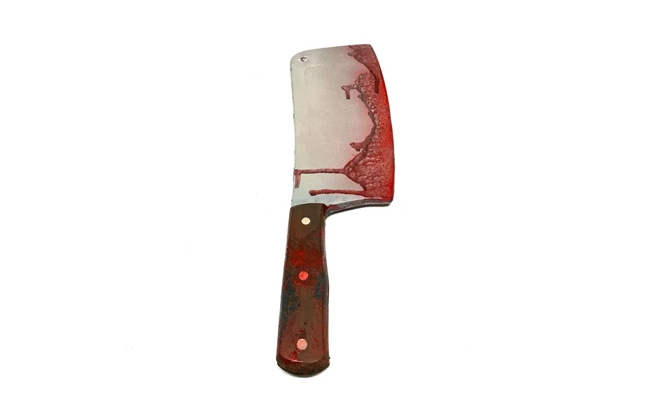 Plastic Kitchen Cleaver Blade Knife Prop - Bloodied Silver Blade With Brown Handle