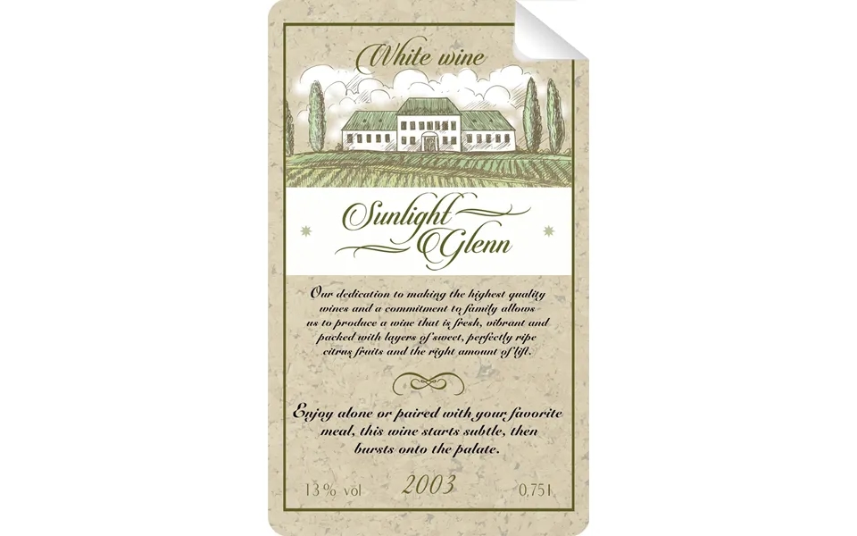 Sunlight Glenn Wine Bottle Self Prop Adhesive Label