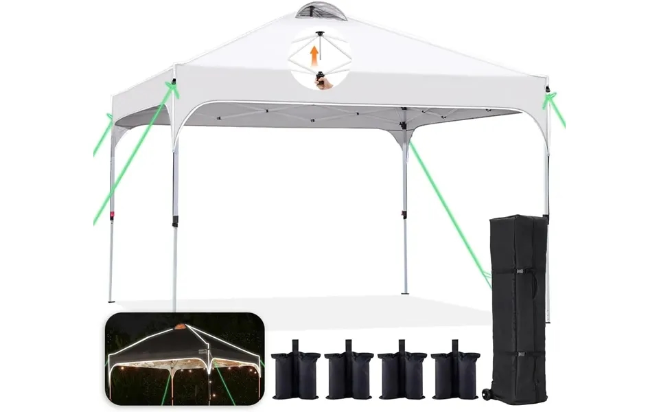 10' X 10' Pop Up Canopy Tent Easy One Person Set Up - White