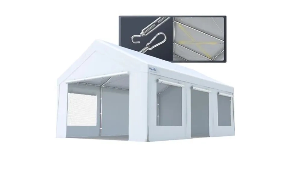 20' X 10' Car Shelter With Windows - White-mesh