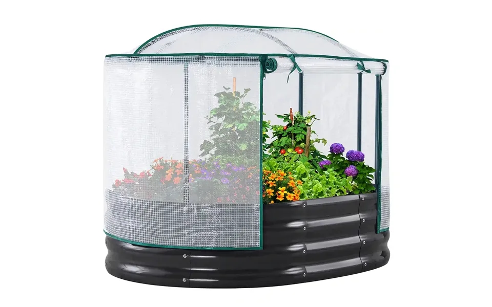 4' X 3' X 1' Oval Galvanized Raised Garden Bed With Cover - White