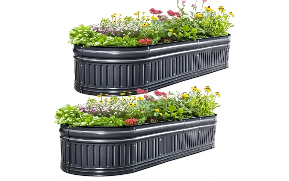 71 X24 X24 Oval Upgraded Raised Garden Bed - Dark Gray