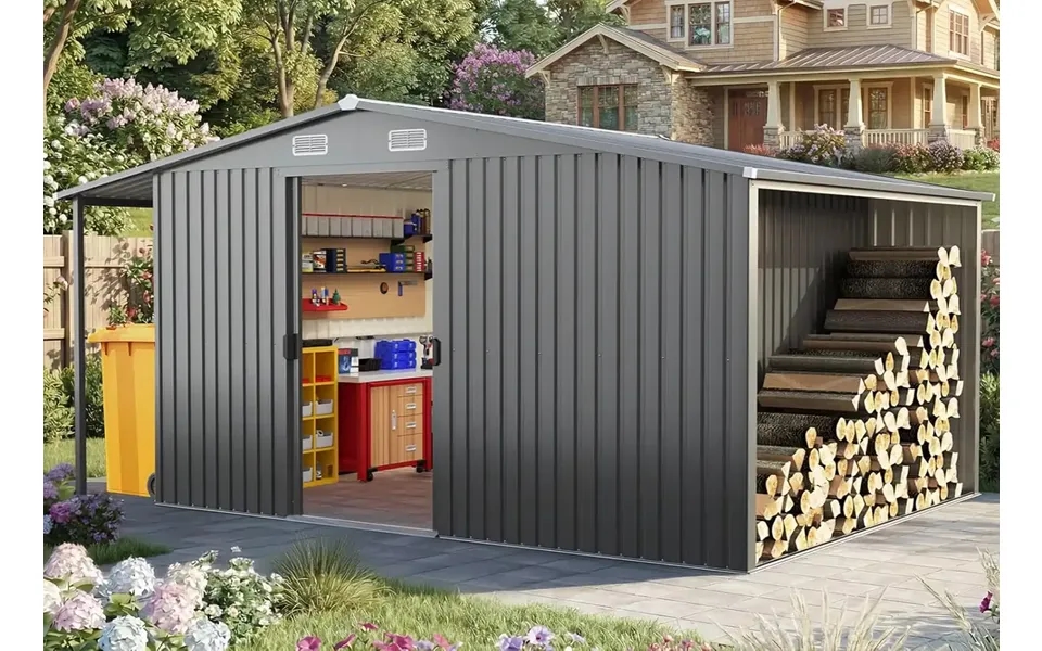 Metal Storage Shed With Combination Lock No Floor - 10x14ft-3 Zone