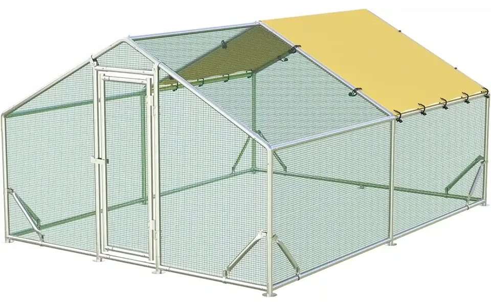 Upgraded Large Walk-in Chicken Coop Run - 13.1x9.8x6.6ft