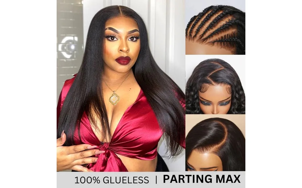 Sunber Hair 7x5 Bye Bye Knots Yaki Straight Glueless Pre-cut Lace Closure Wig With Bleach Knots