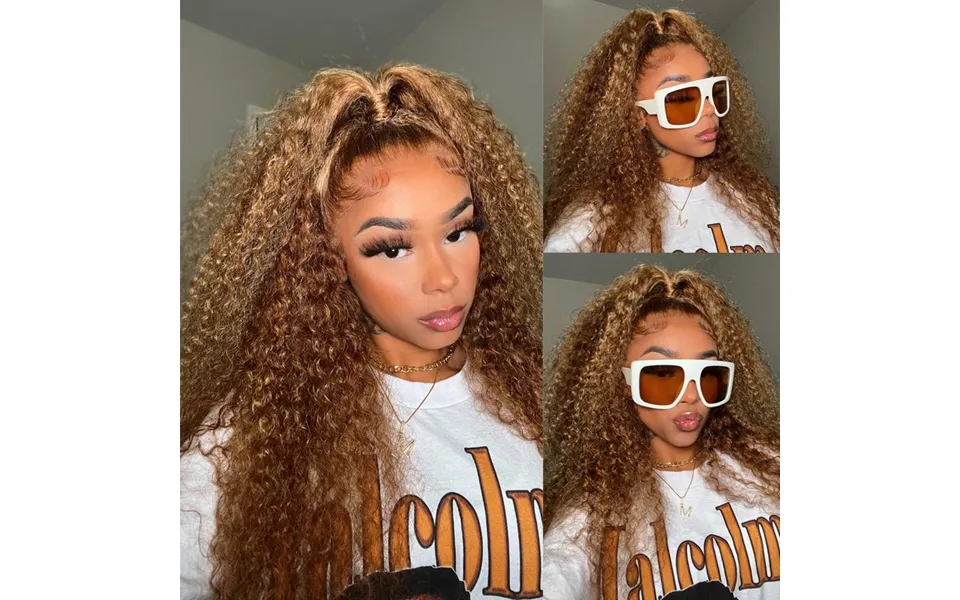 Sunber Hair Glueless Wigs Bye Bye Knots Wig Jerry Curly Lace Wig Pre-plucked Lace Frontal Wigs Ombre Honey Blonde Highli