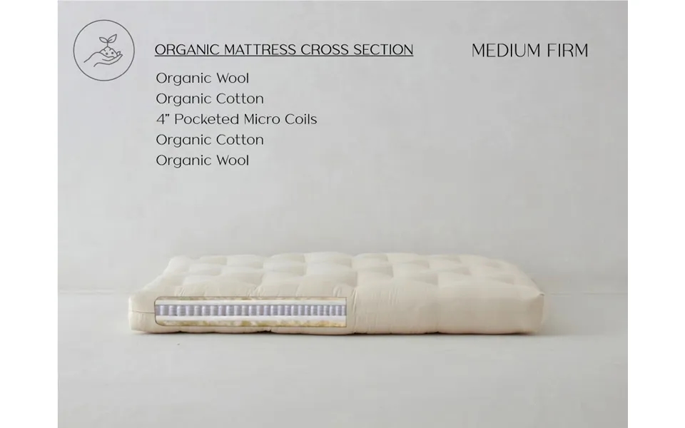 Pure Comfort Organic Cotton Mattress - Organic Cotton Mattress Medium Firm With Wool & Microcoils