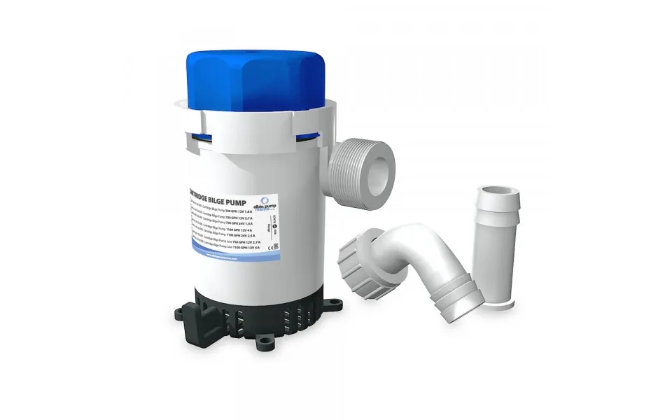 Albin 01-02002 Cartridge Bilge Pump 500 Gph 12v - Submersible 500 Gallon Per Hour And 400 Gallon Per Hour At 3 Feet Head