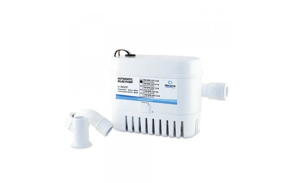 Albin 01-04-015 Automatic Bilge Pump 500 Gph 12v - Submersible 500 Gallon Per Hour And 400 Gallon Per Hour At 3 Feet Hea