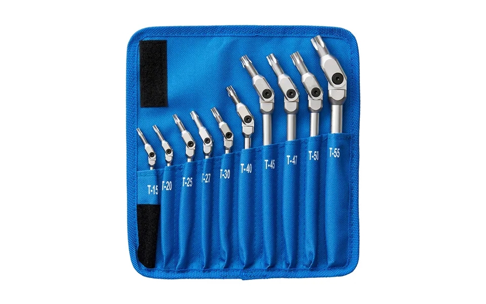 Bondhus 00022 Chrome Pivot Head Torx Tipped Wrenches With Storage Pouch 10 Piece