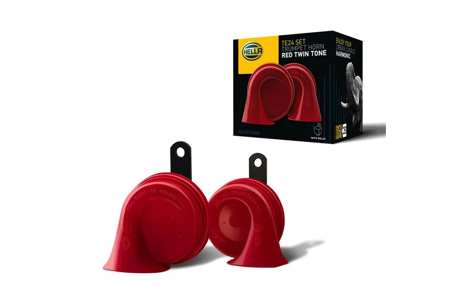 Hella 007424801 Twin Trumpet High Low Tone 12v Horn Kit With Bracket - Red