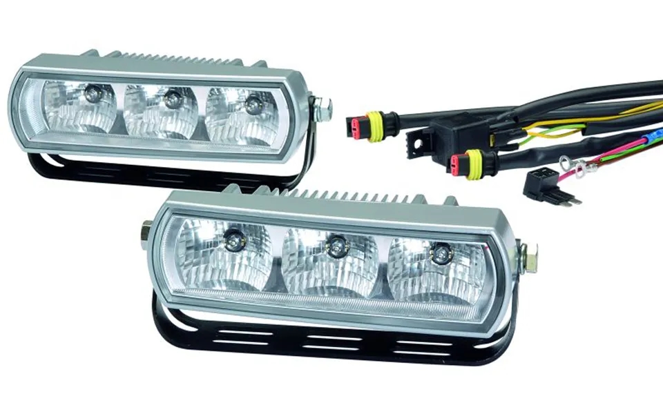 Hella 009496801 Lamp Kit Drl 9496 Oblg 3 - Chrome Rectangular Housing Clear Lens Led Bulb Clear Bulb Set Of 2