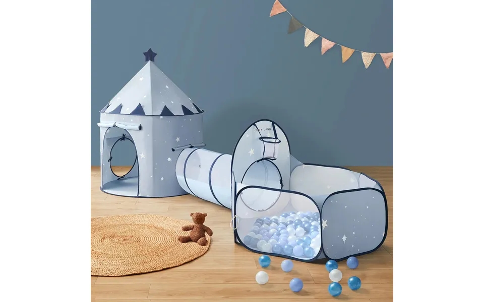 Tiny Land Compact Adventure 3-in-1 Play Tunnel With No Balls - Blue