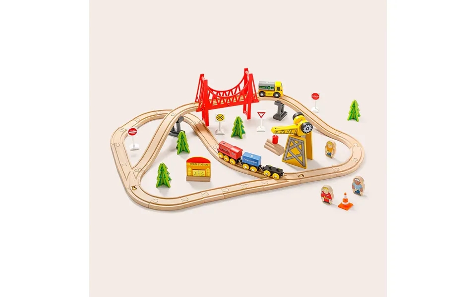 Tiny Land Wooden Track Trains 55 Pcs