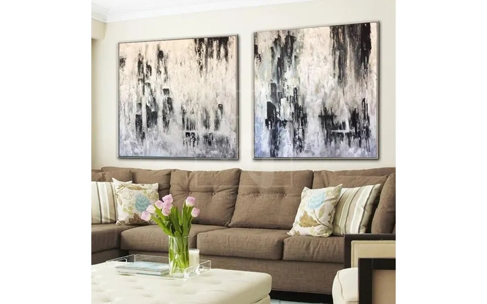 Black And White Art Original Painting Snow Break Abstract Palette Knife Art 2 Piece Rain Cover