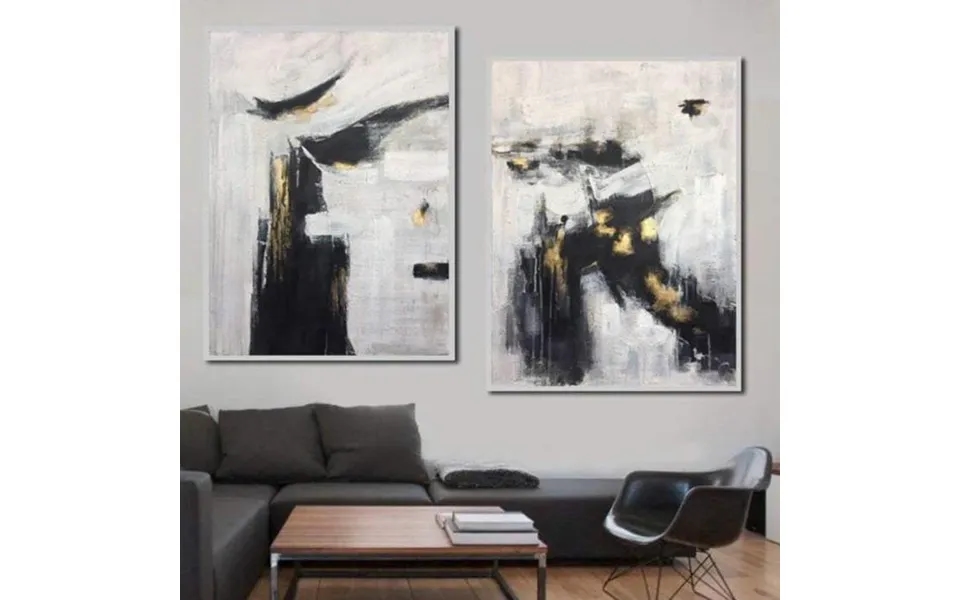 Extra Large Painting Contemporary Art Black And White Abstract Painting Sets Painting 2 Piece Winter Secret