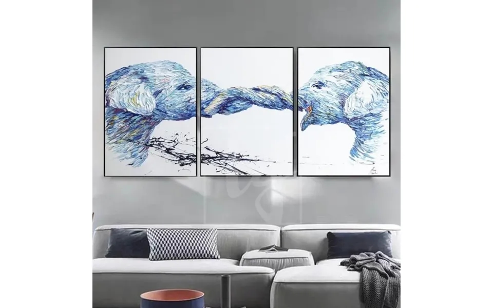 Original Elephant Painting Set Of 3 Elephant Painting Triptych Elephant Artwork Friendship