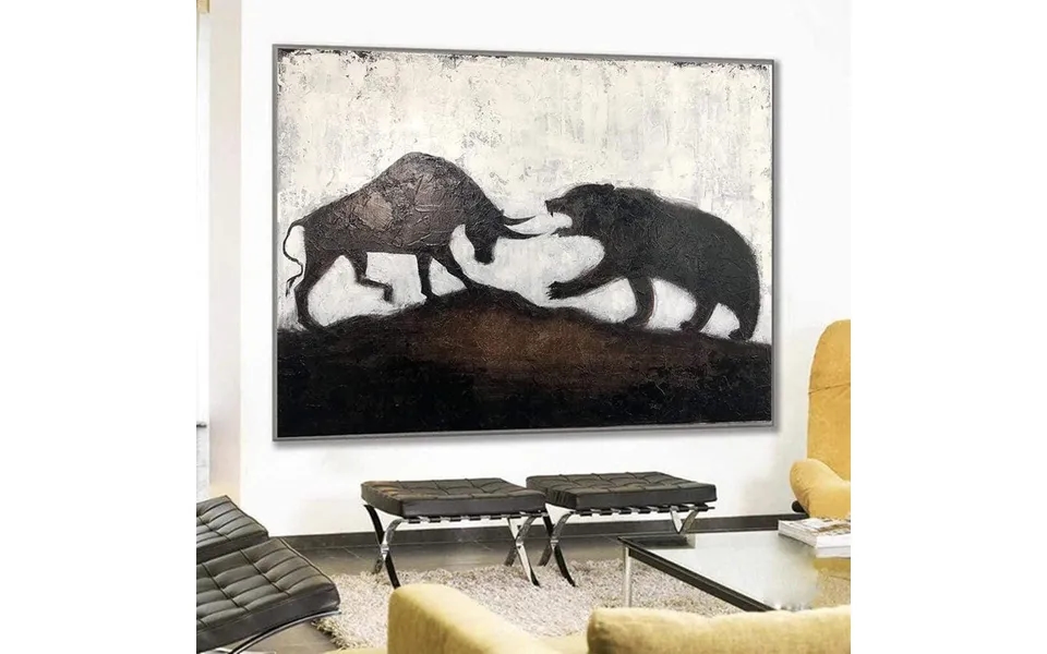 Stock Exchange Painting Creative Large Stock Exchange Artwork Original Stock Exchange Bull Against Bear