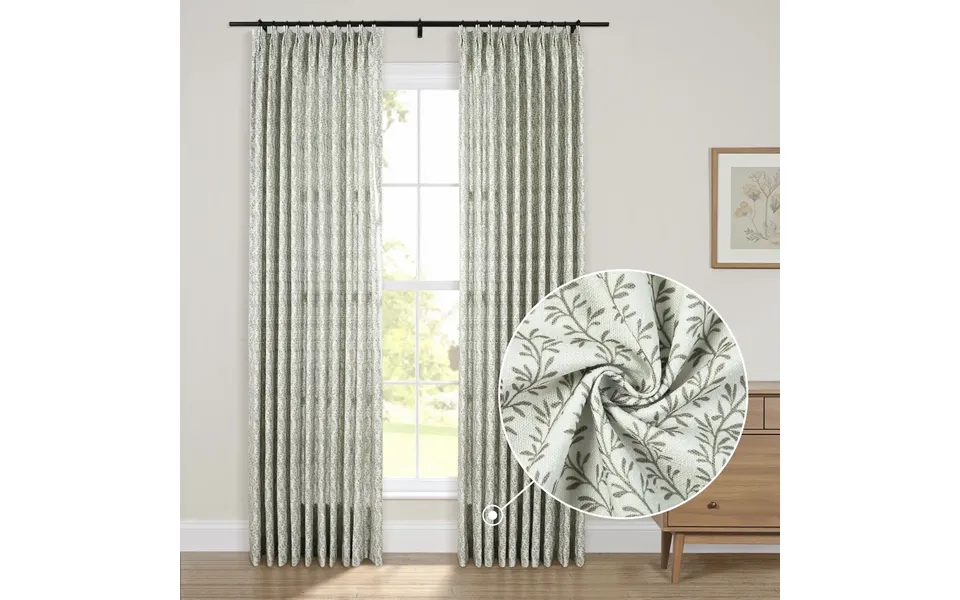 Britt Bengoechea Floral Print Linen Cotton Drapery Pleated - Verdant Bb-v2