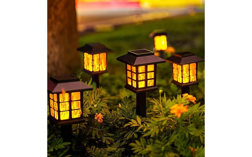 1 Pc Solar Led Flame Flickering Garden Lights Waterproof Outdoor Fairy House Lanterns For Yard - Patio