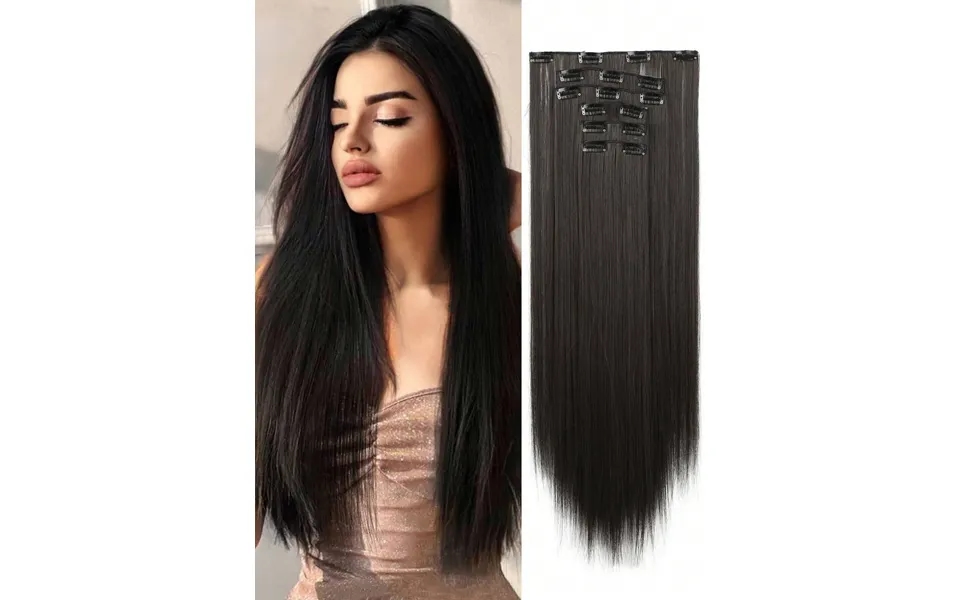 1-piece 6-piece Clip Style With 16 Clips To Synthesize A 24 Inch Extended Straight Hair Extension Deep Gold And