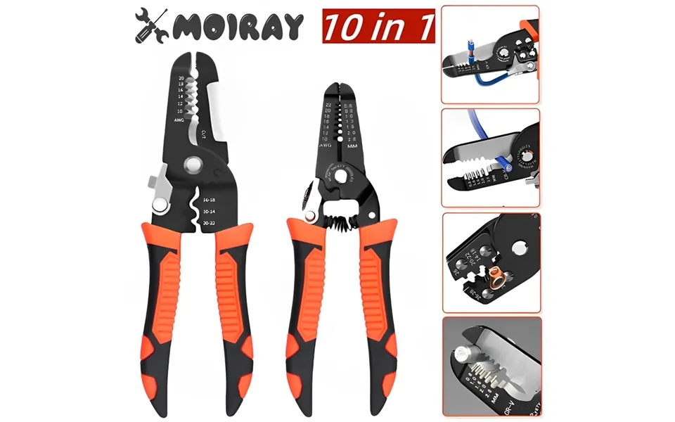 10 In 1 Stripping Crimping Pliers Wire Stripper Multi Functional Ring Crimpper Electrician Peeling Network Cable Strippe